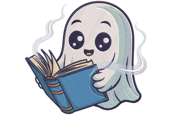 Book Lover Ghost Embroidery