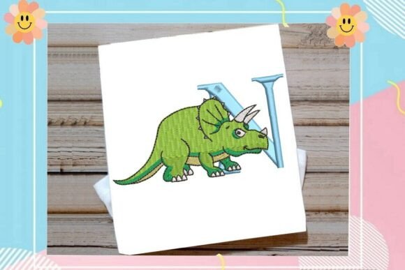 Dinosaur Monogram Alphabet Letter N